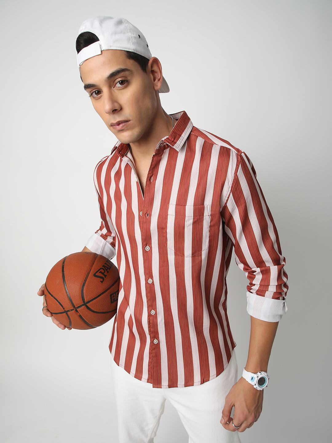 Dreamy Streaky Striped Brick Red Ribbed Shirt