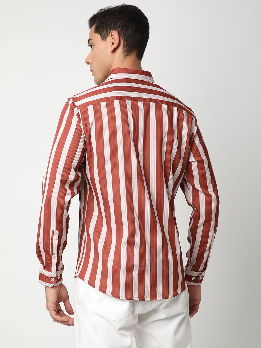Dreamy Streaky Striped Brick Red Ribbed Shirt