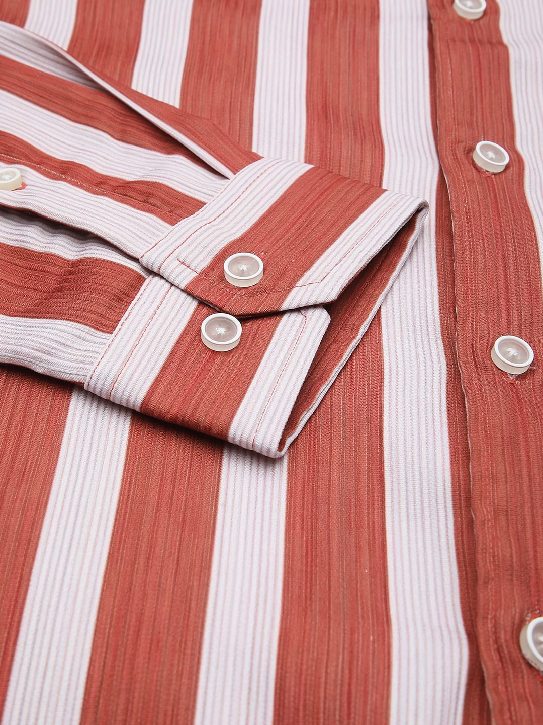 Dreamy Streaky Striped Brick Red Ribbed Shirt