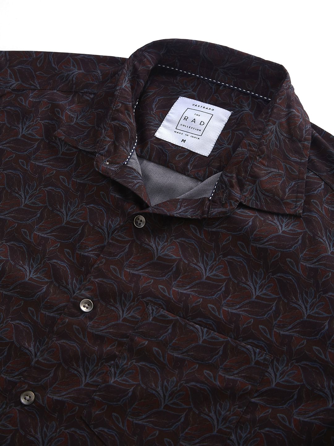 Ornate Burnt Maroon Leafy Printed Shirt
