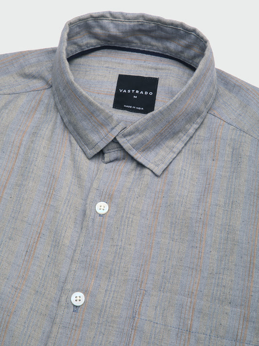 Urban Static Linen Grey Multistripe Shirt