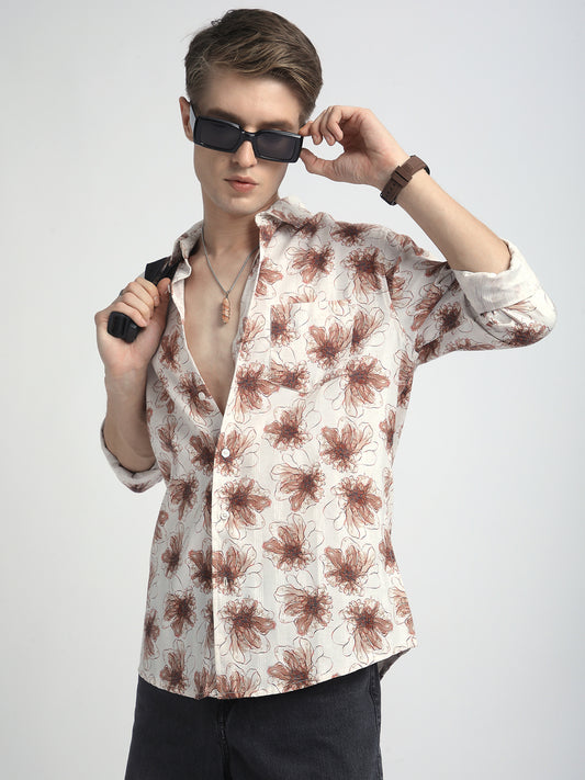Doodle Florals Soft Beige Shirt