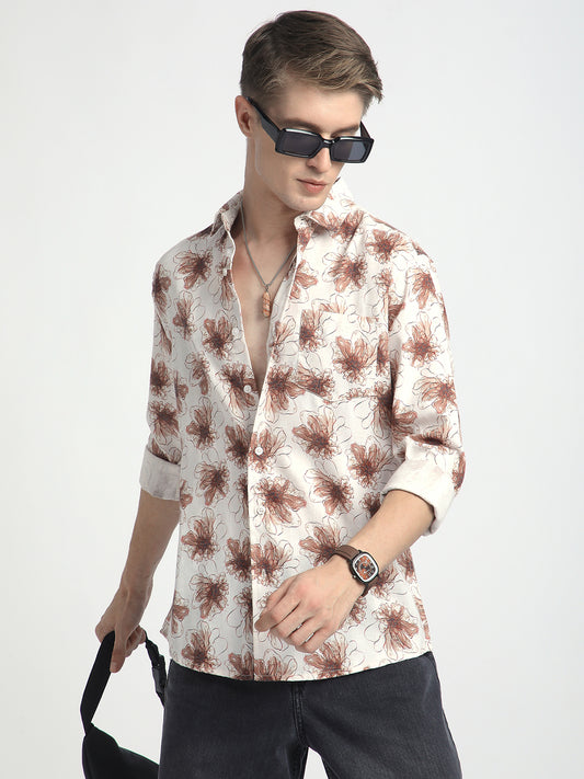 Doodle Florals Soft Beige Shirt