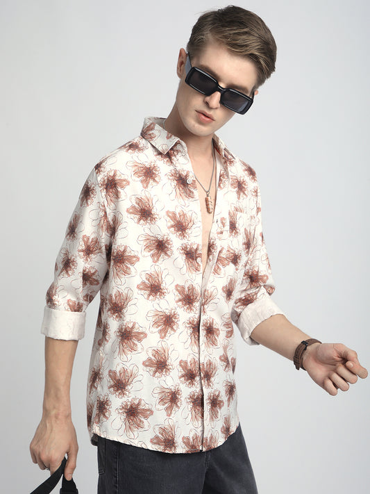 Doodle Florals Soft Beige Shirt