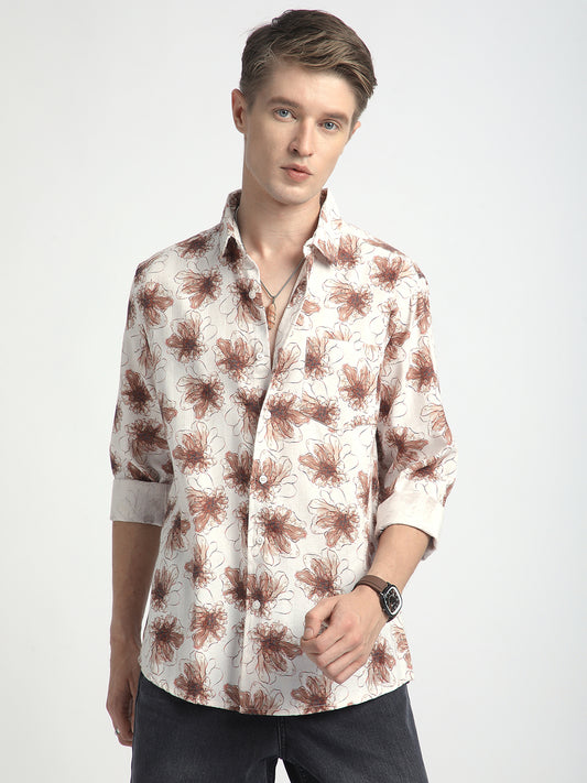 Doodle Florals Soft Beige Shirt