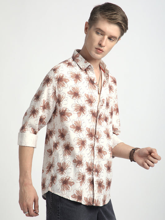 Doodle Florals Soft Beige Shirt