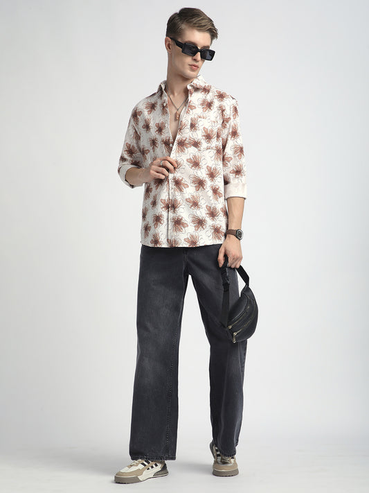 Doodle Florals Soft Beige Shirt