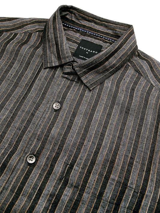 Debonair Black & Grey Streaky Striped Shirt