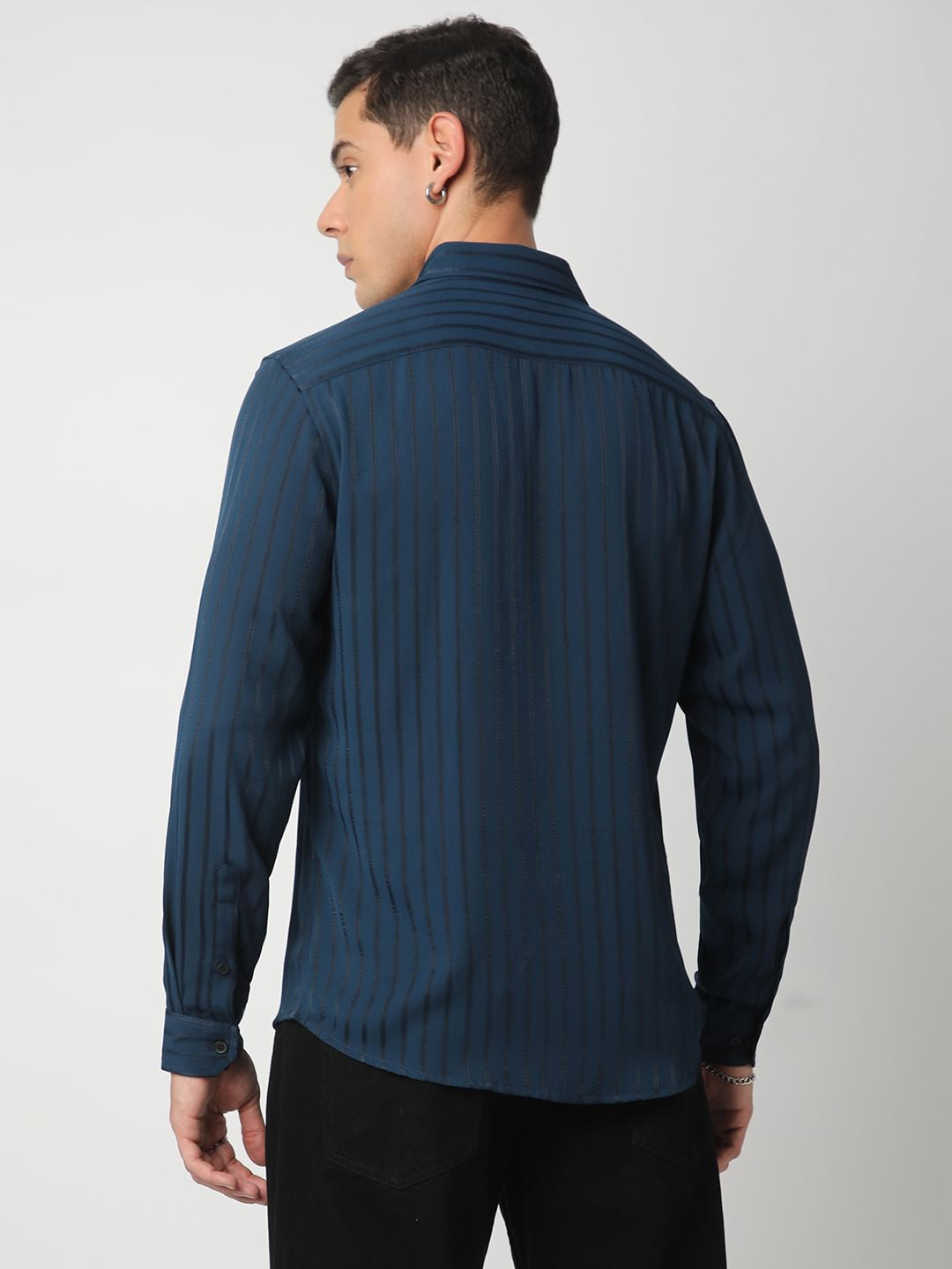 Elegant Teal Line Striped Shirt
