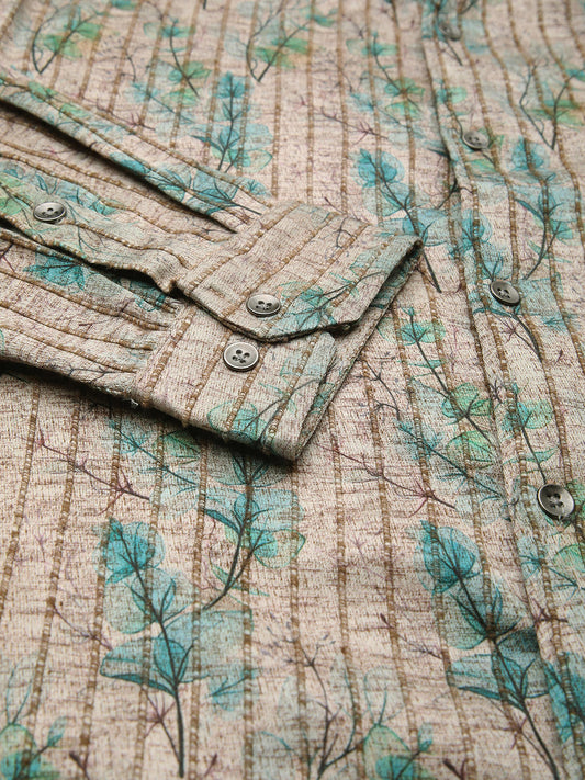 Jamboree Artistic Leaf Striped Shirt