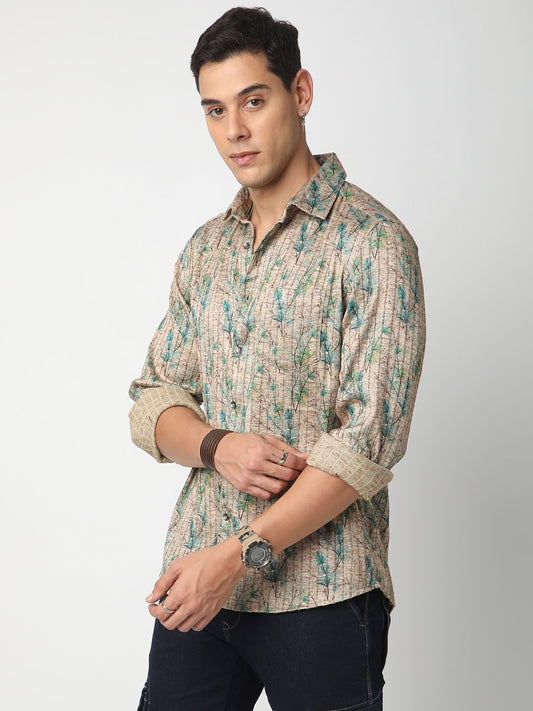 Jamboree Artistic Leaf Striped Shirt