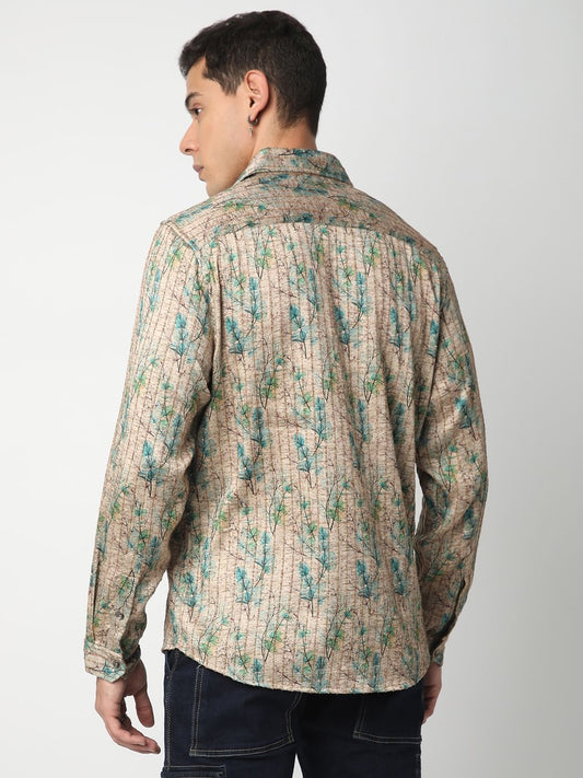 Jamboree Artistic Leaf Striped Shirt