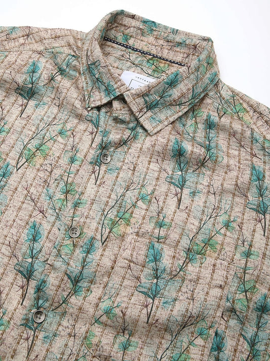 Jamboree Artistic Leaf Striped Shirt