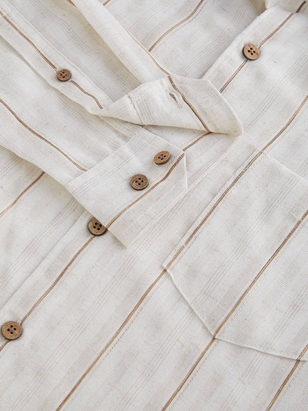 Meticulous Beige Vertical Striped Shirt