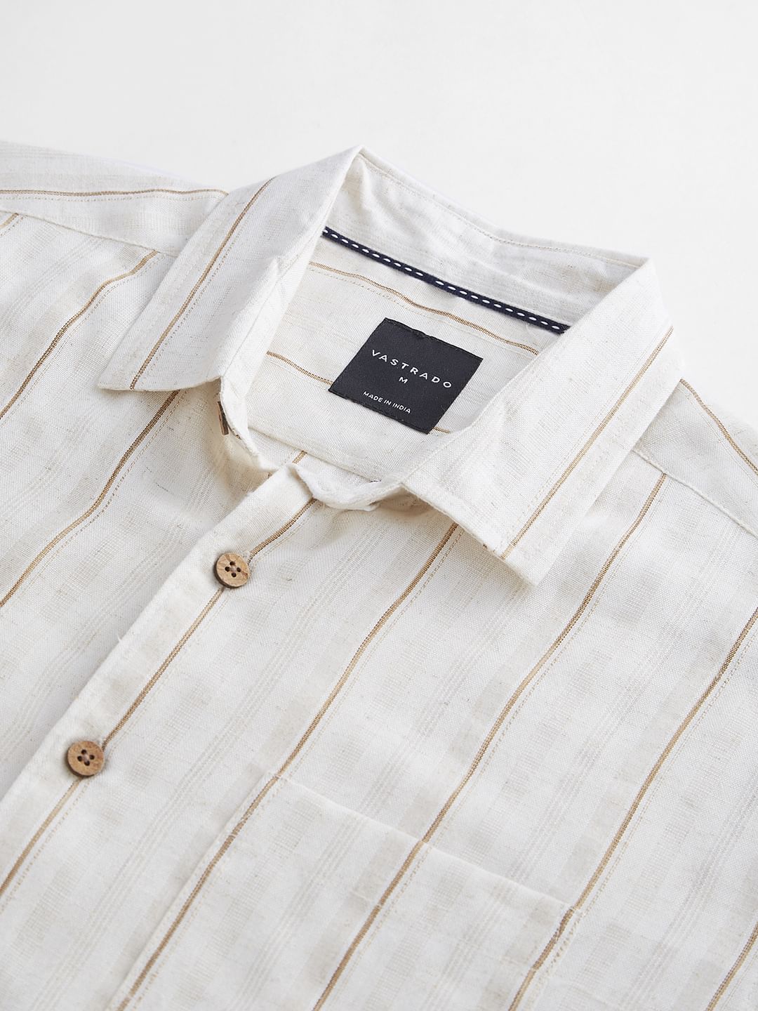 Meticulous Beige Vertical Striped Shirt