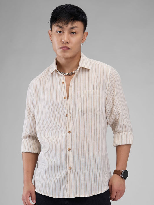 Linen Line Striped Beige Shirt