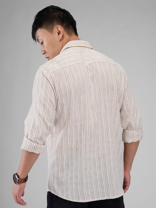 Linen Line Striped Beige Shirt