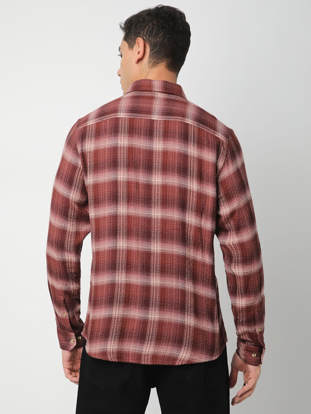 Premium Cotton Burnt Maroon Flannel Checkered Shirt