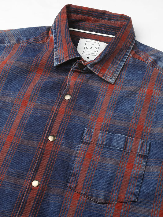 Evanesce Denim Plaid Checkered Shirt