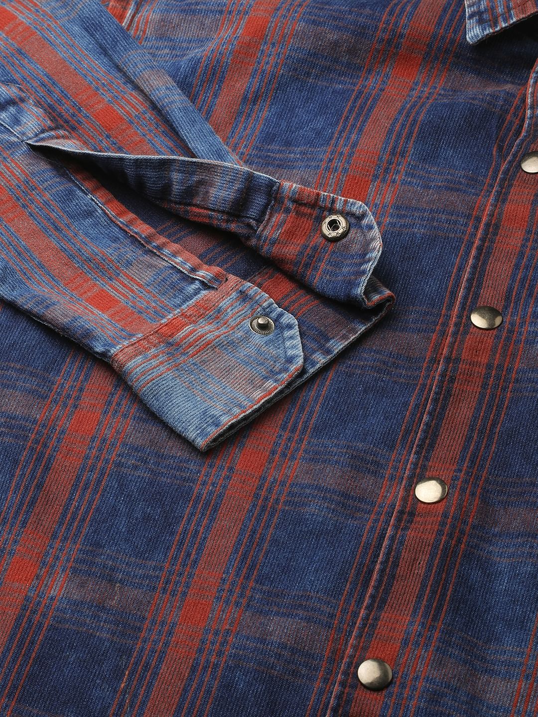 Evanesce Denim Plaid Checkered Shirt