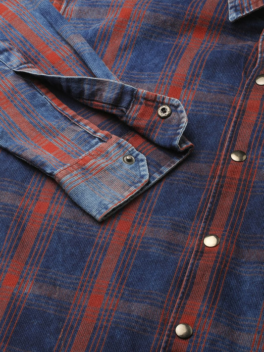 Evanesce Denim Plaid Checkered Shirt