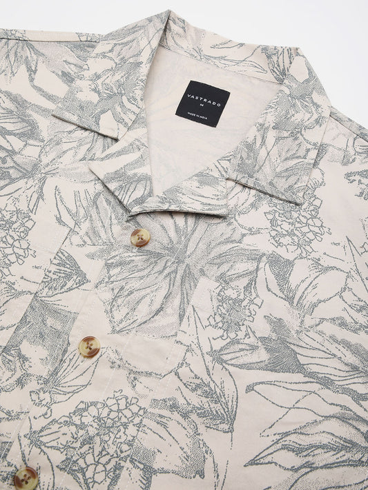 Artistic Tropical Sand Printed Oversized Cropped Shirt