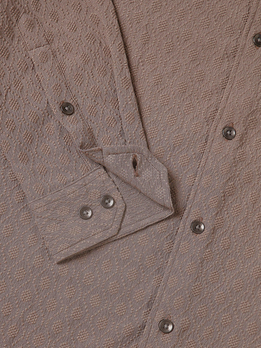 Warm Tan Jacquard Shirt