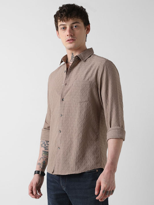 Warm Tan Jacquard Shirt