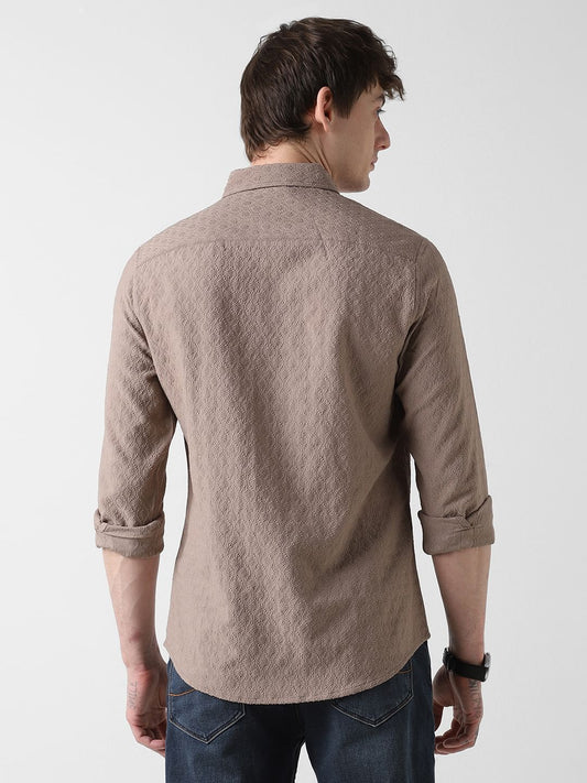 Warm Tan Jacquard Shirt