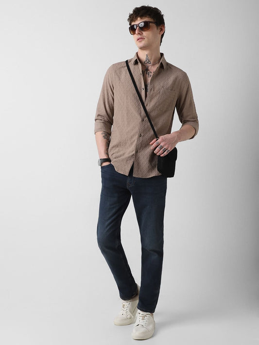 Warm Tan Jacquard Shirt