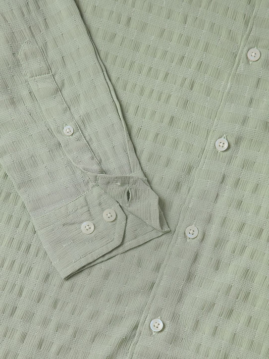 Pista Green Dobby Striped Shirt