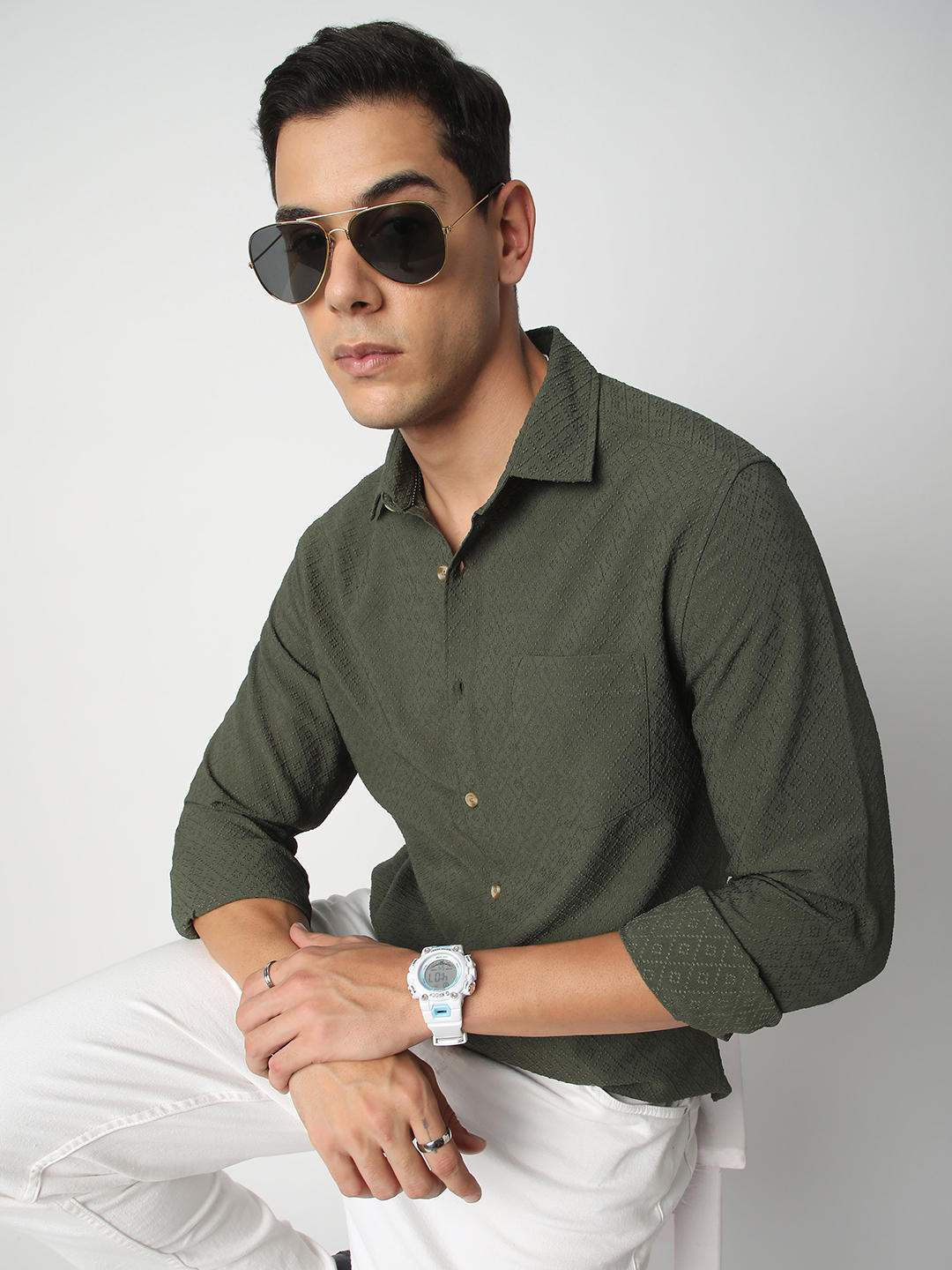Olive Jacquard Shirt