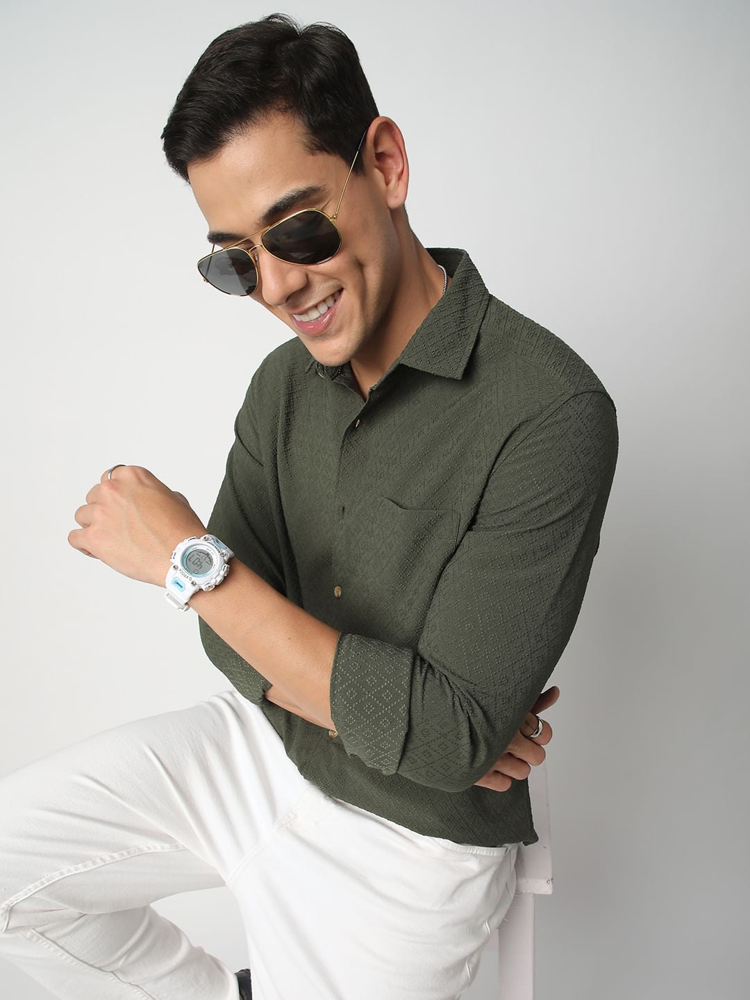 Olive Jacquard Shirt
