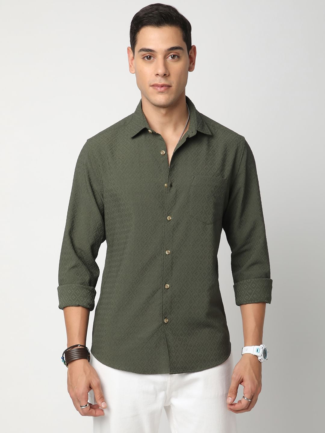 Olive Jacquard Shirt