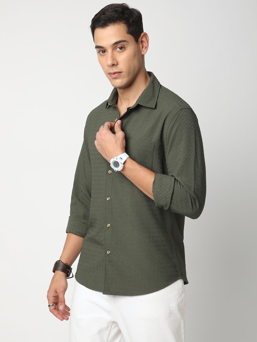 Olive Jacquard Shirt