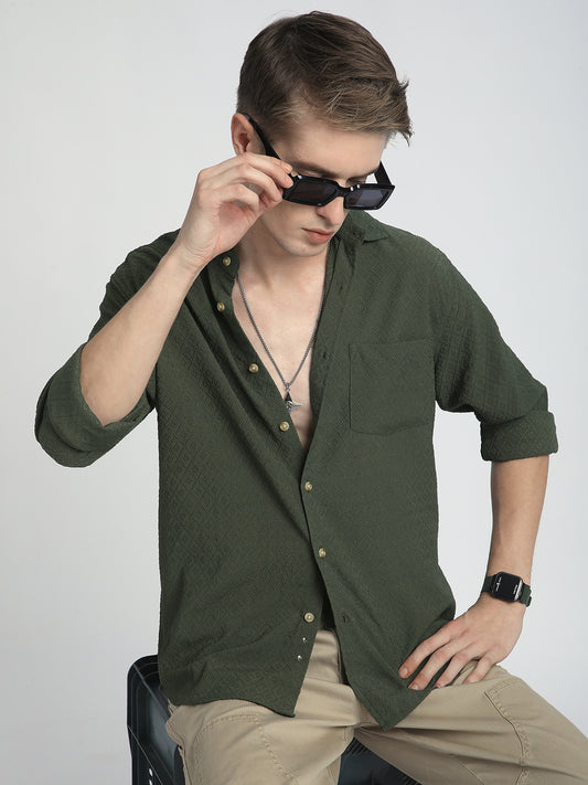 Forest Green Luxe Jacquard Shirt