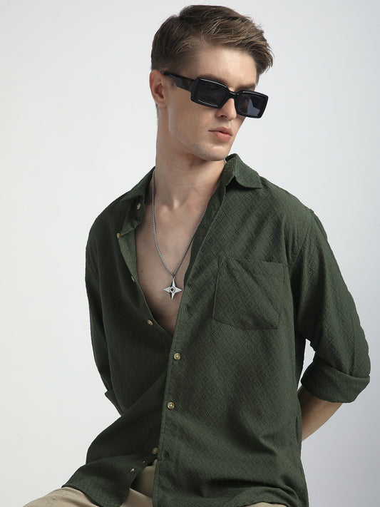 Forest Green Luxe Jacquard Shirt