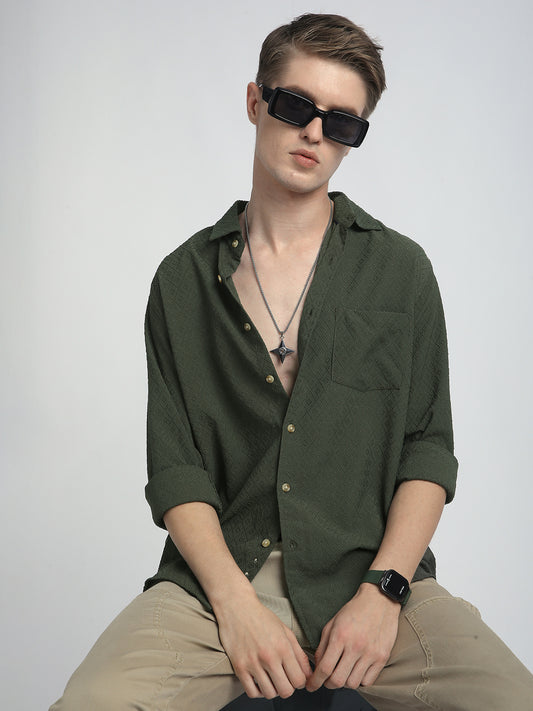 Forest Green Luxe Jacquard Shirt