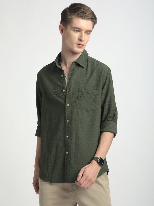 Forest Green Luxe Jacquard Shirt