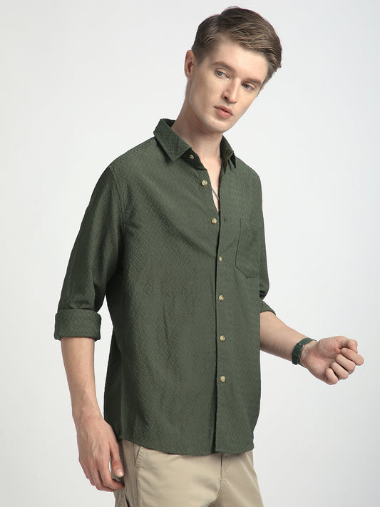 Forest Green Luxe Jacquard Shirt