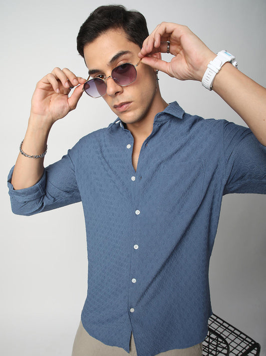 Aegean Blue Jacquard Shirt