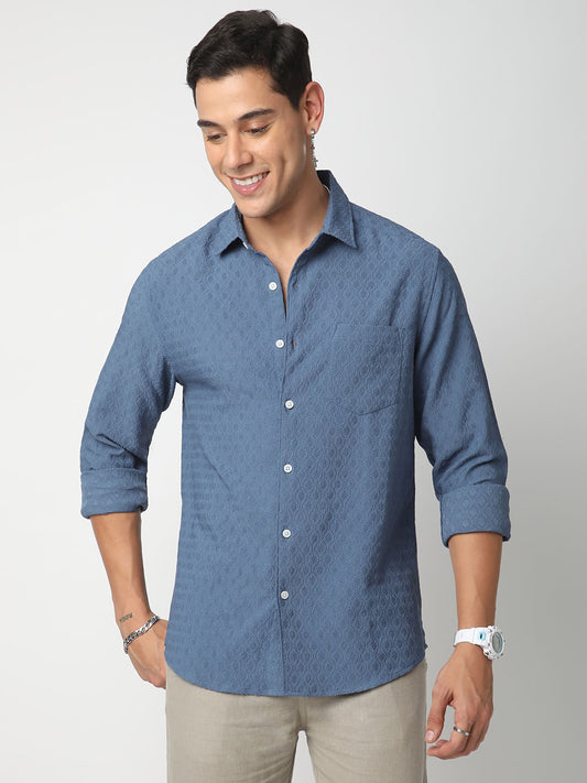 Aegean Blue Jacquard Shirt
