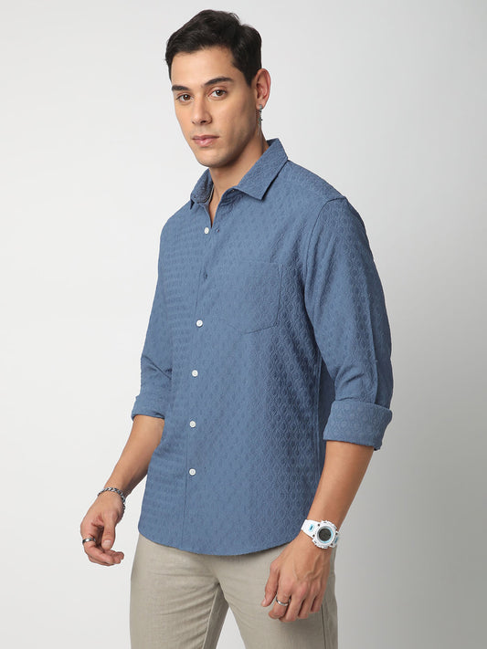 Aegean Blue Jacquard Shirt