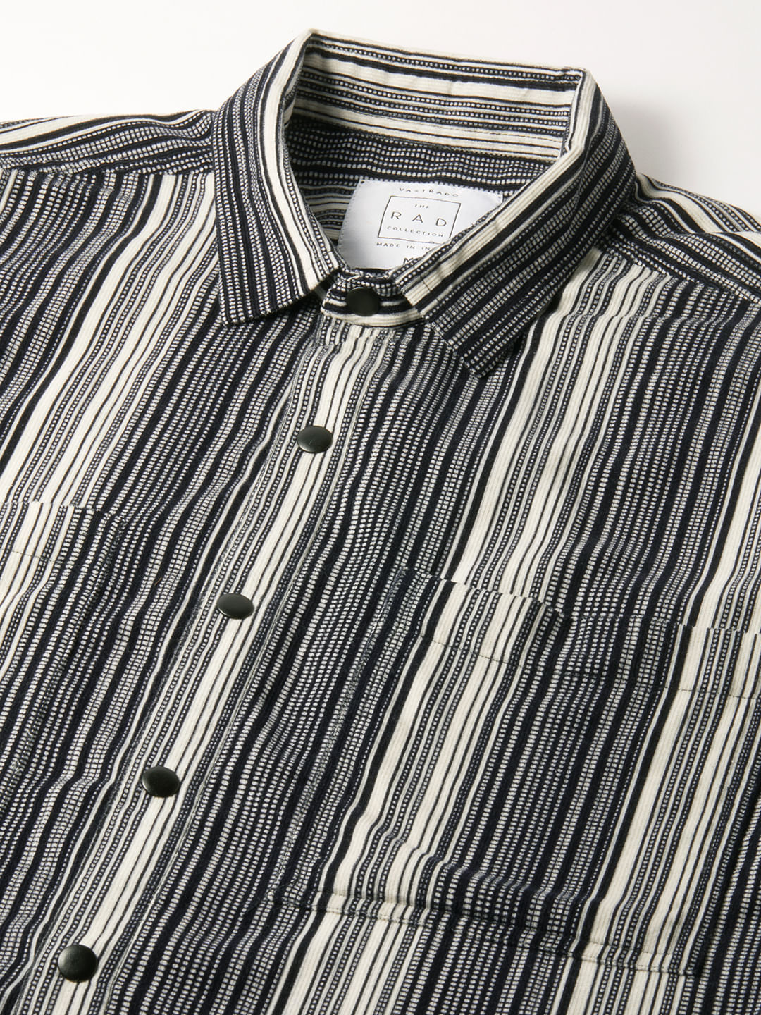 Streaky Achromatic Double Pocket Corduroy Shirt