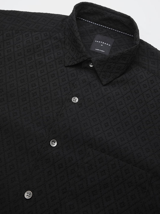 Black Explicit Diamond Jacquard Shirt