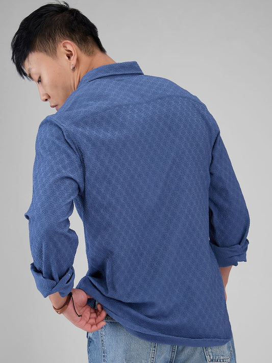 Prussian Blue Jacquard Shirt