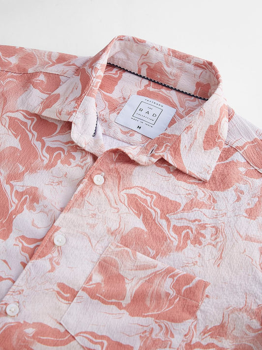 Peach Abstract Printed Crushed Shirt