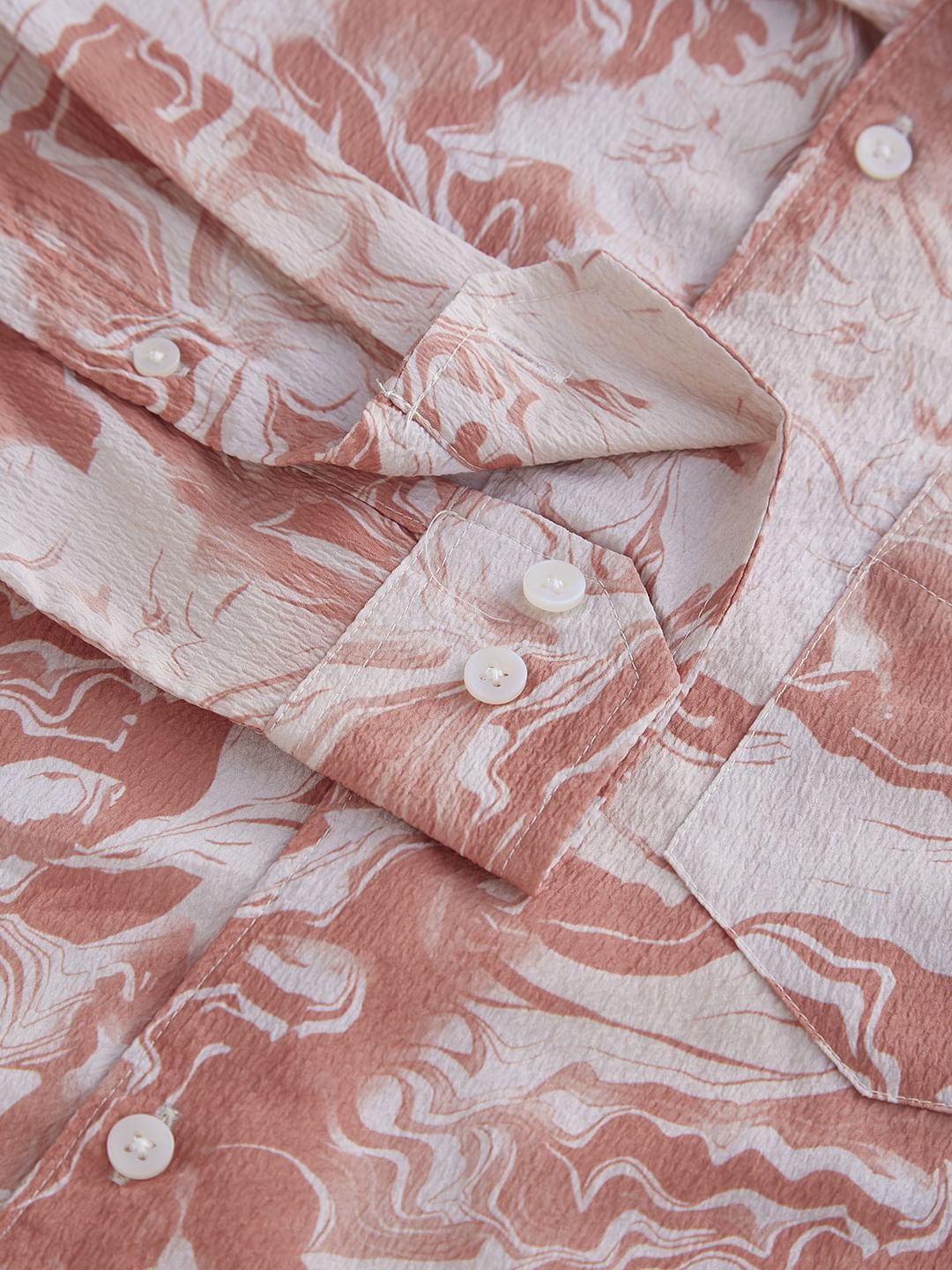 Peach Abstract Printed Crushed Shirt