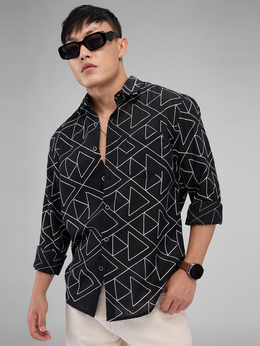 Black Triangle Intricate Embroidered Shirt