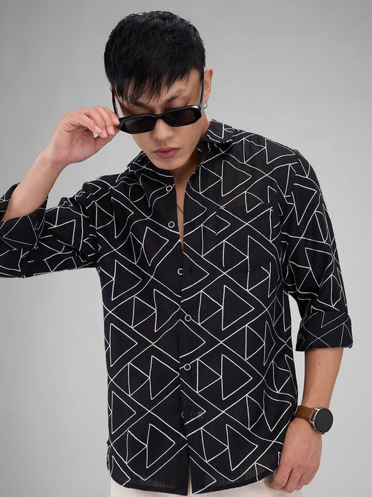 Black Triangle Intricate Embroidered Shirt